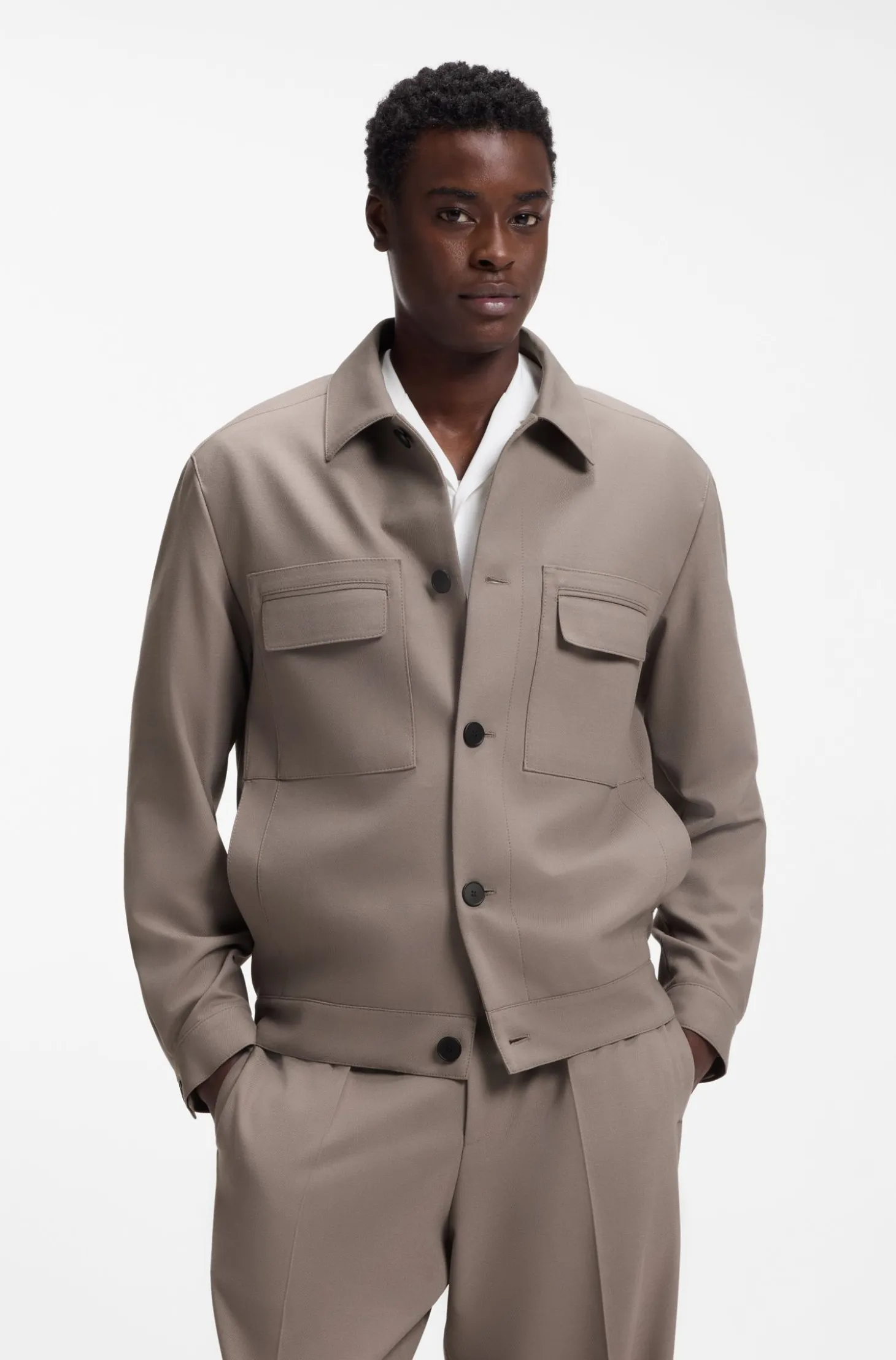 Slim-Fit Sakko aus knitterfreiem Twill