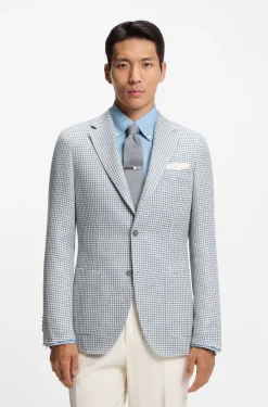 Slim-Fit Sakko aus Leinen-Mix mit Seide und Baumwolle