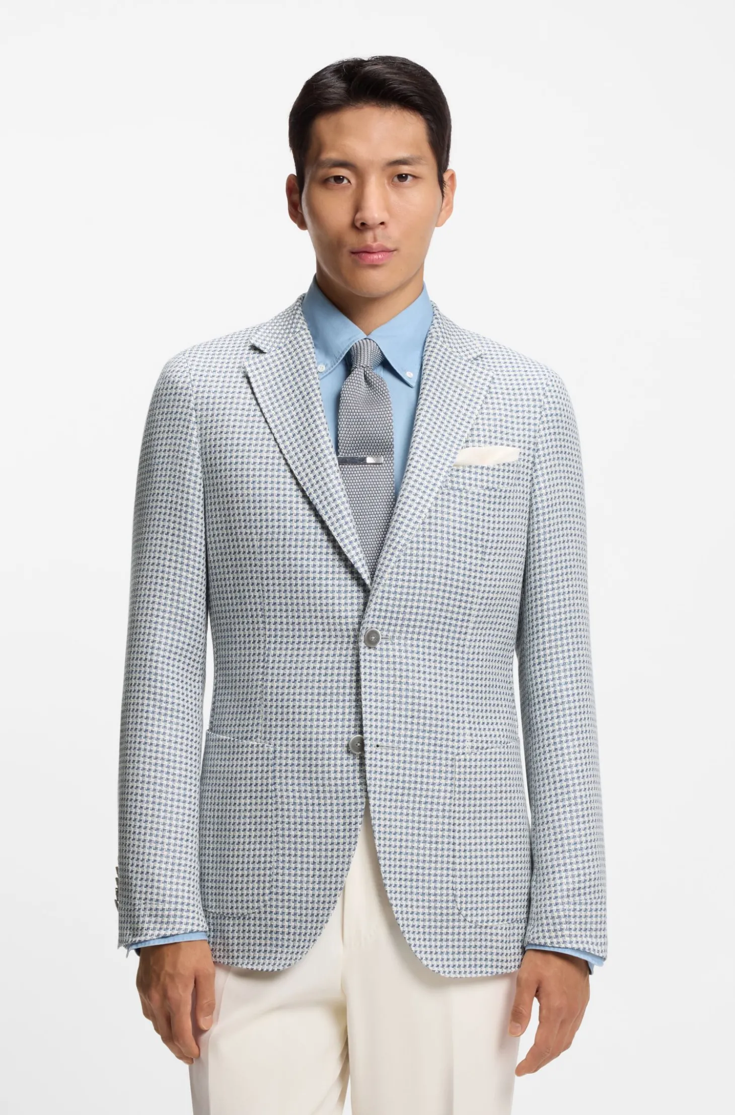 Slim-Fit Sakko aus Leinen-Mix mit Seide und Baumwolle