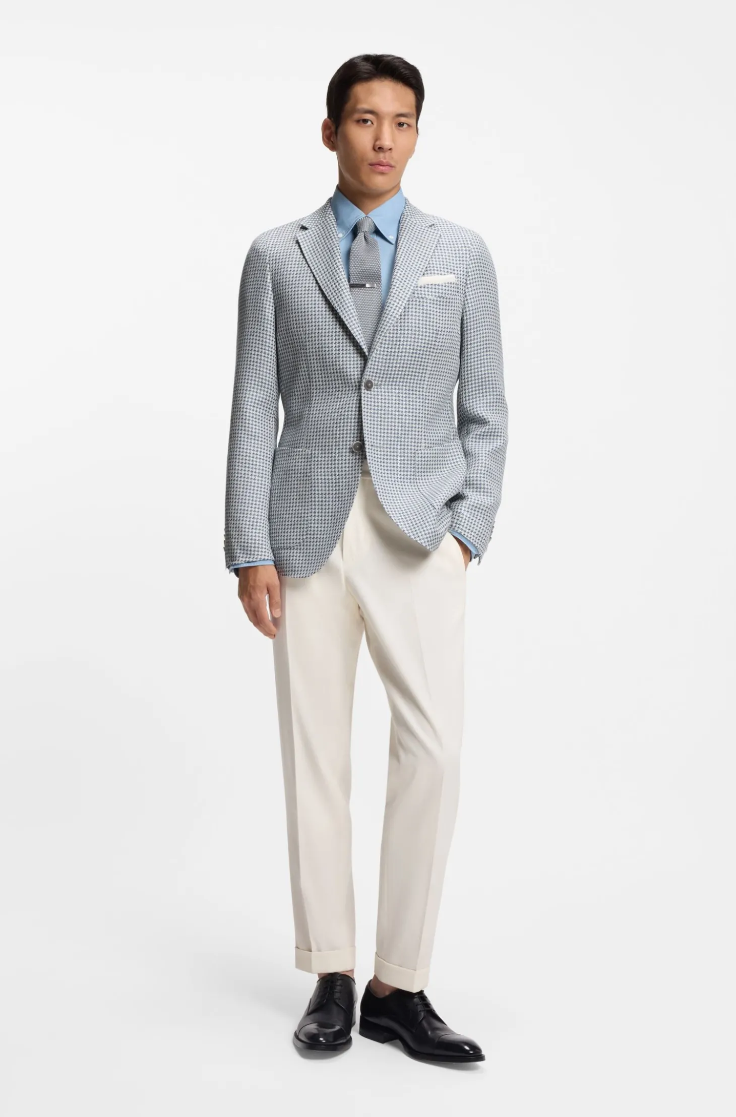 Slim-Fit Sakko aus Leinen-Mix mit Seide und Baumwolle