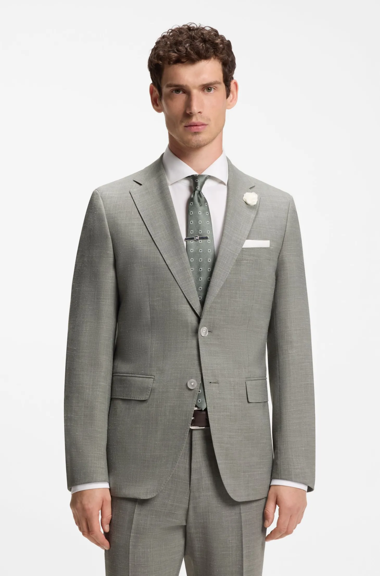Slim-Fit Sakko aus meliertem Stretch-Gewebe