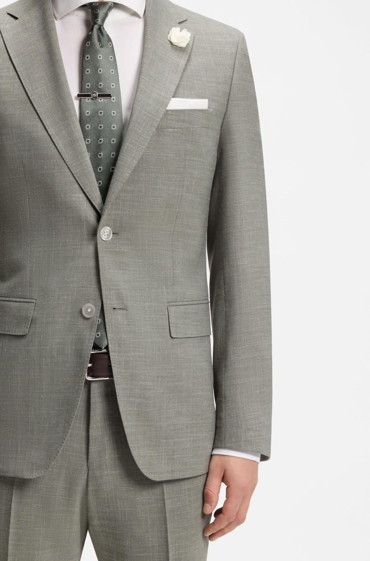 Slim-Fit Sakko aus meliertem Stretch-Gewebe