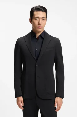 Slim-Fit Sakko aus Stretch-Seersucker