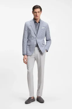 Slim-Fit Sakko mit Pepita-Hahnentritt-Muster