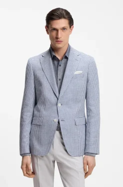 Slim-Fit Sakko mit Pepita-Hahnentritt-Muster