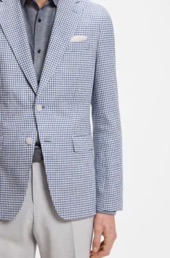 Slim-Fit Sakko mit Pepita-Hahnentritt-Muster