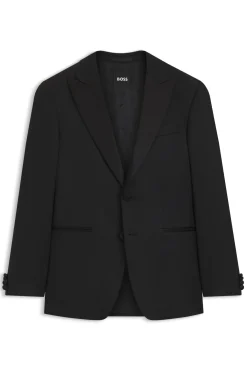 Slim-Fit Smoking-Jacke mit Besatz aus Seiden-Mix