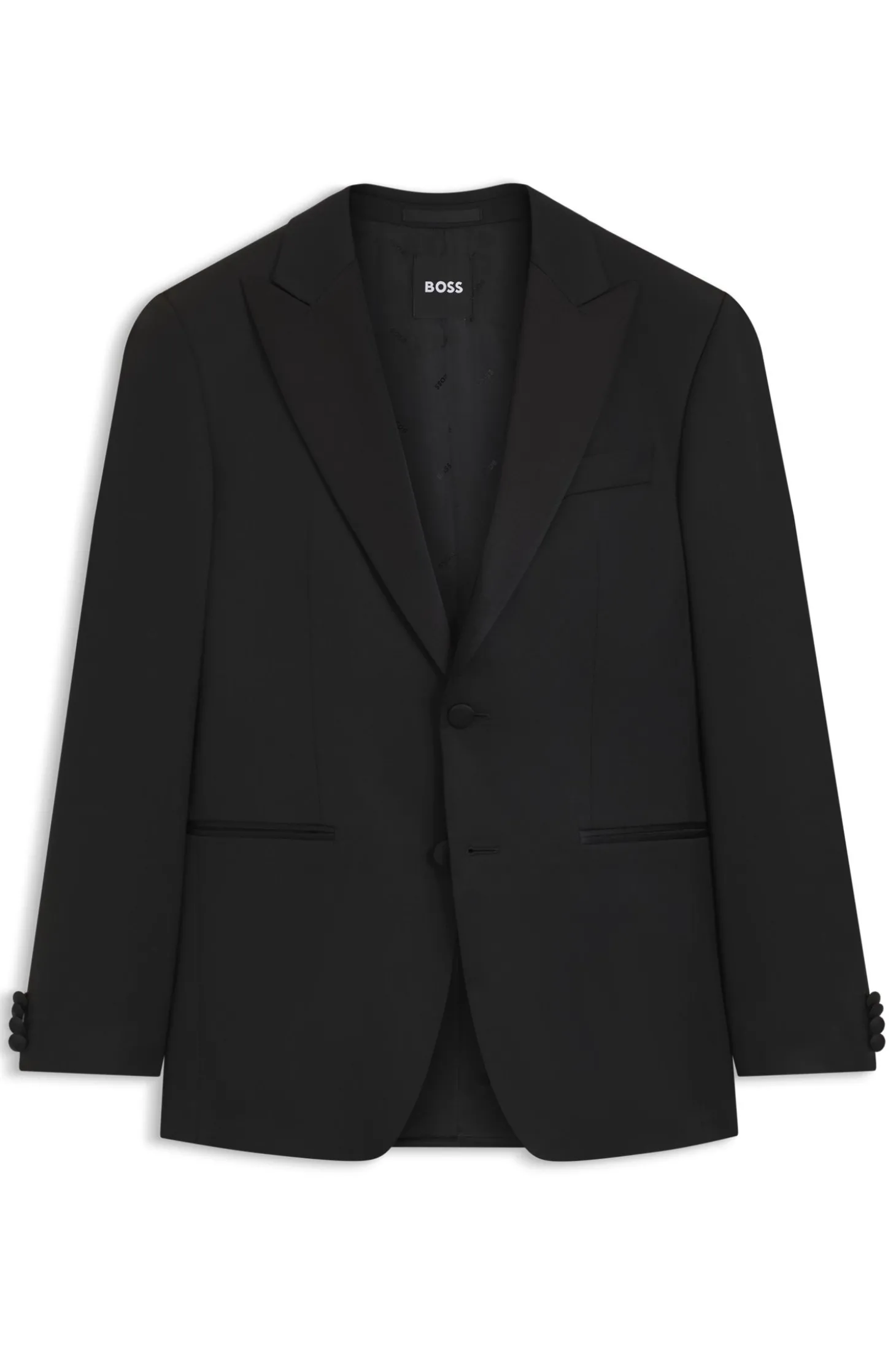 Slim-Fit Smoking-Jacke mit Besatz aus Seiden-Mix