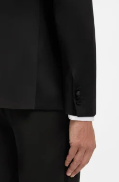 Slim-Fit Smoking-Jacke mit Besatz aus Seiden-Mix