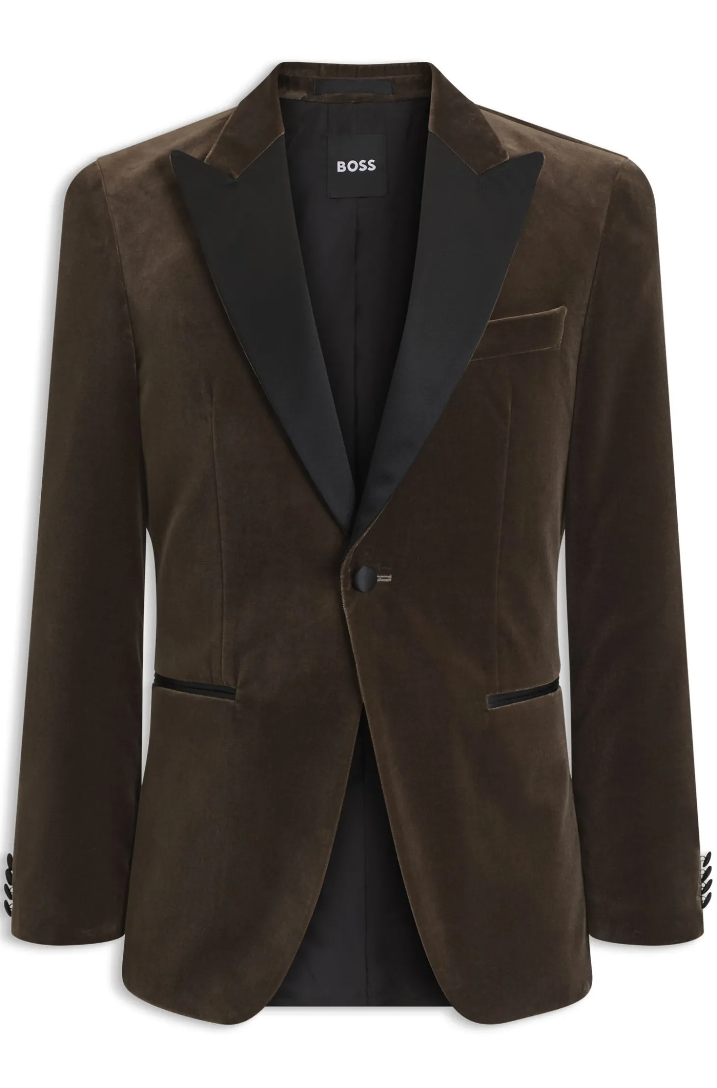 Slim-Fit Smoking-Jackett aus Baumwoll-Samt