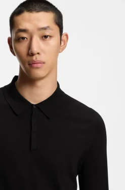 Slim-Fit Strick-Poloshirt mit Logo auf der Rückseite