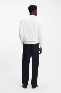 Slim-Fit Strick-Poloshirt mit Logo auf der Rückseite
