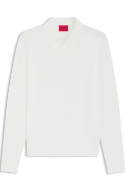 Slim-Fit Strick-Poloshirt mit Logo auf der Rückseite