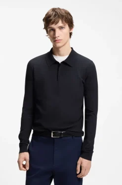 Slim-Fit Strick-Poloshirt mit Logo auf der Rückseite