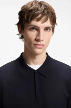 Slim-Fit Strick-Poloshirt mit Logo auf der Rückseite