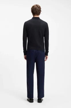 Slim-Fit Strick-Poloshirt mit Logo auf der Rückseite