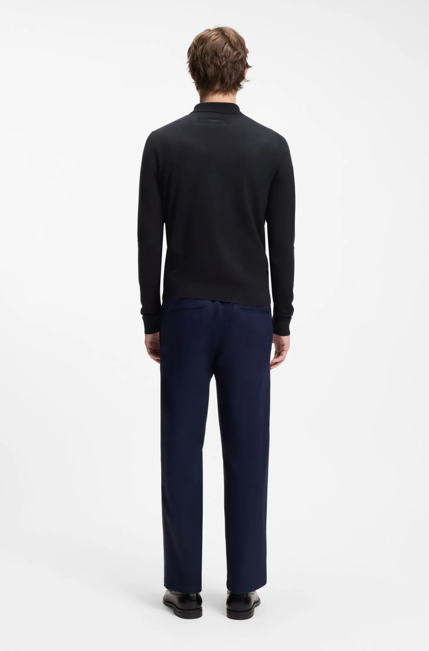 Slim-Fit Strick-Poloshirt mit Logo auf der Rückseite