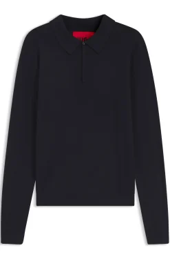 Slim-Fit Strick-Poloshirt mit Logo auf der Rückseite