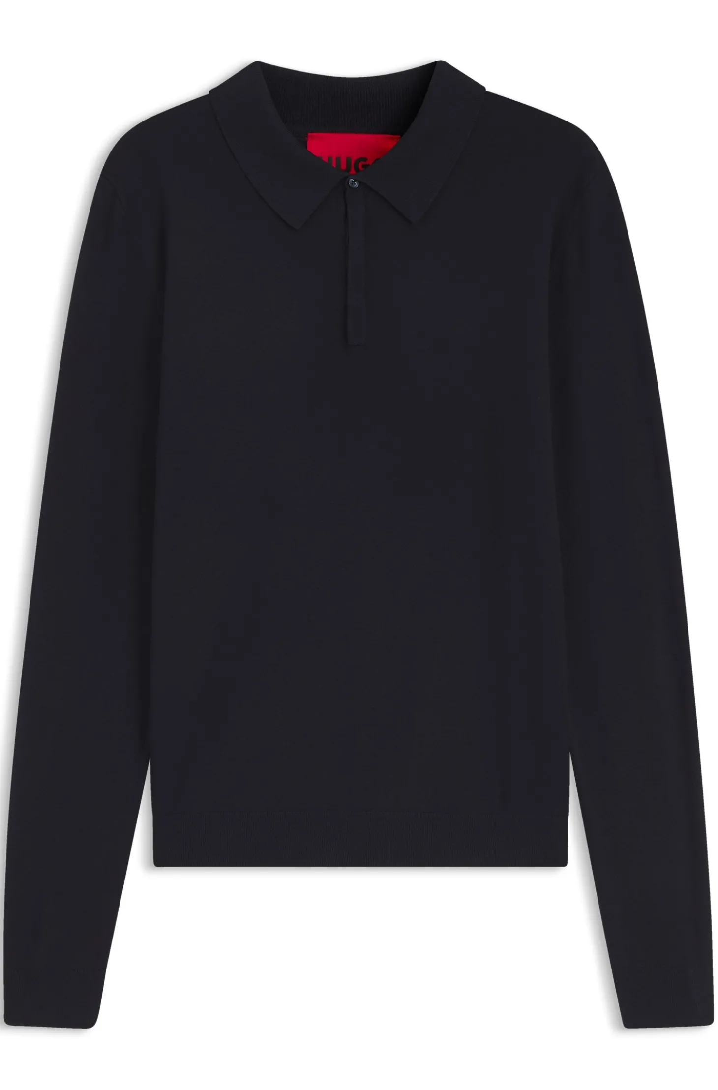Slim-Fit Strick-Poloshirt mit Logo auf der Rückseite