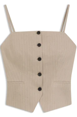 Slim-Fit Top im Anzugwesten-Stil mit glitzernden Nadelstreifen