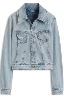Slim-Fit Trucker-Jacke aus Marble-Wash-Denim