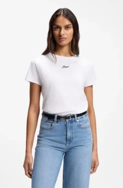 Slim-Fit T-Shirt aus Baumwolle mit gesticktem Logo in handschriftlichem Stil