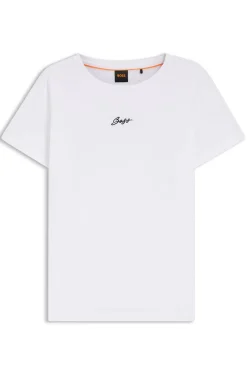 Slim-Fit T-Shirt aus Baumwolle mit gesticktem Logo in handschriftlichem Stil