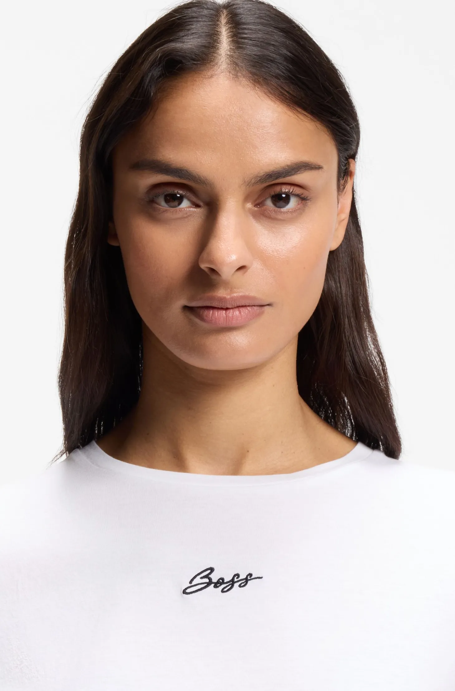 Slim-Fit T-Shirt aus Baumwolle mit gesticktem Logo in handschriftlichem Stil