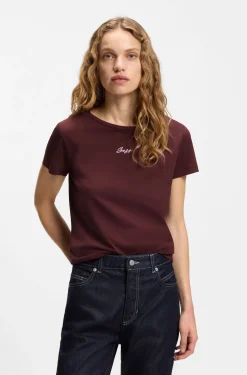 Slim-Fit T-Shirt aus Baumwolle mit gesticktem Logo in handschriftlichem Stil