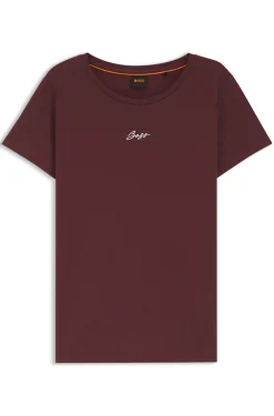 Slim-Fit T-Shirt aus Baumwolle mit gesticktem Logo in handschriftlichem Stil