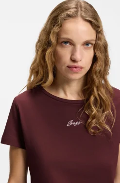 Slim-Fit T-Shirt aus Baumwolle mit gesticktem Logo in handschriftlichem Stil
