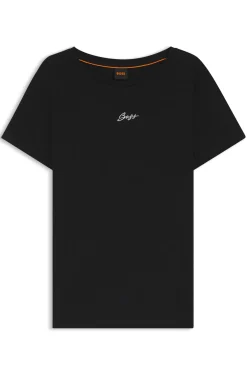 Slim-Fit T-Shirt aus Baumwolle mit gesticktem Logo in handschriftlichem Stil