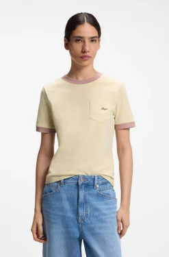 Slim-Fit T-Shirt aus Baumwolle mit Kontrast-Ripp-Details