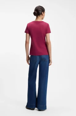 Slim-Fit T-Shirt aus Baumwolle mit gesticktem Logo in handschriftlichem Stil