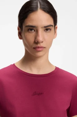 Slim-Fit T-Shirt aus Baumwolle mit gesticktem Logo in handschriftlichem Stil