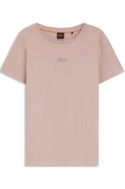 Slim-Fit T-Shirt aus Baumwolle mit gesticktem Logo in handschriftlichem Stil