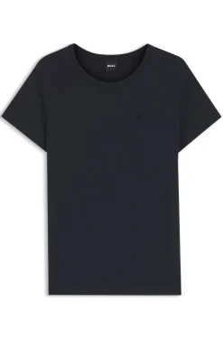Slim-Fit T-Shirt aus Baumwoll-Seiden-Mix mit Logo-Stickerei