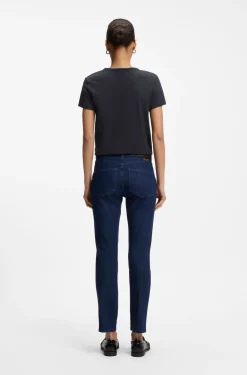 Slim-Fit T-Shirt aus Baumwoll-Seiden-Mix mit Logo-Stickerei