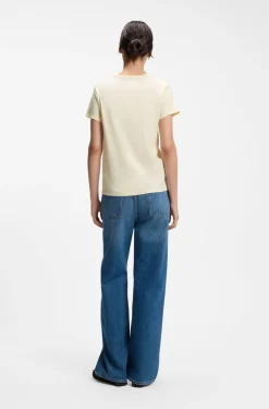 Slim-Fit T-Shirt aus Baumwoll-Seiden-Mix mit Logo-Stickerei
