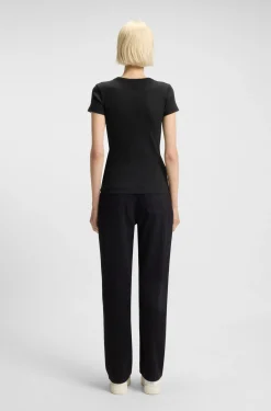 Slim-Fit T-Shirt aus gerippter Stretch-Baumwolle mit Logo