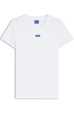 Slim-Fit T-Shirt aus gerippter Stretch-Baumwolle mit Logo