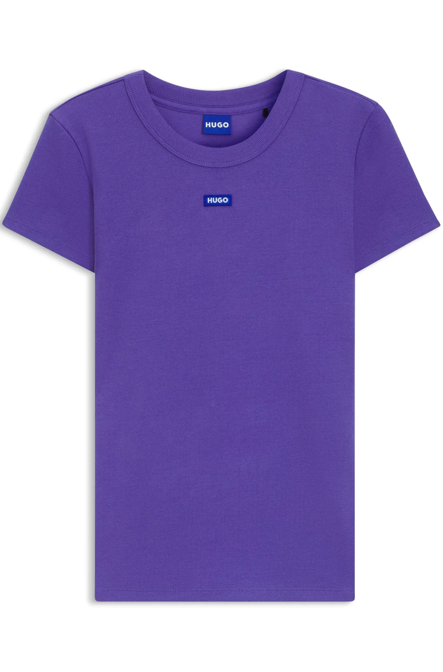 Slim-Fit T-Shirt aus gerippter Stretch-Baumwolle mit Logo