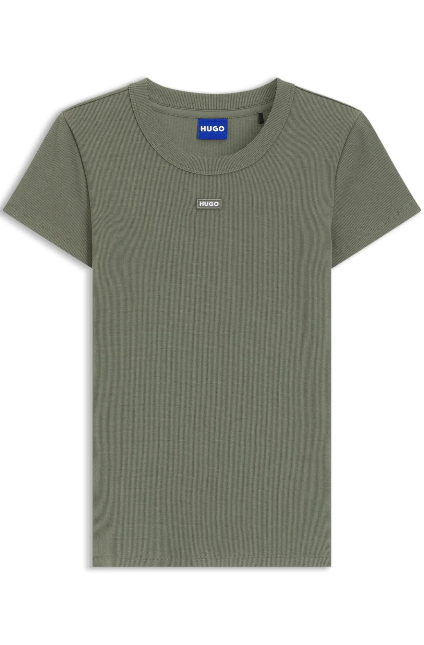 Slim-Fit T-Shirt aus gerippter Stretch-Baumwolle mit Logo