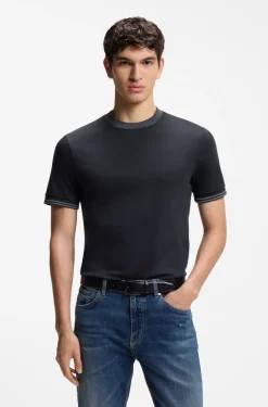Slim-Fit T-Shirt aus merzerisierter Baumwolle mit Kontrast-Tipping