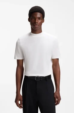 Slim-Fit T-Shirt aus Stretch-Baumwolle mit Stehkragen