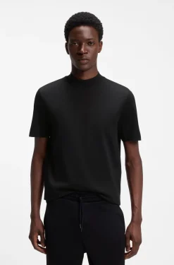 Slim-Fit T-Shirt aus Stretch-Baumwolle mit Stehkragen