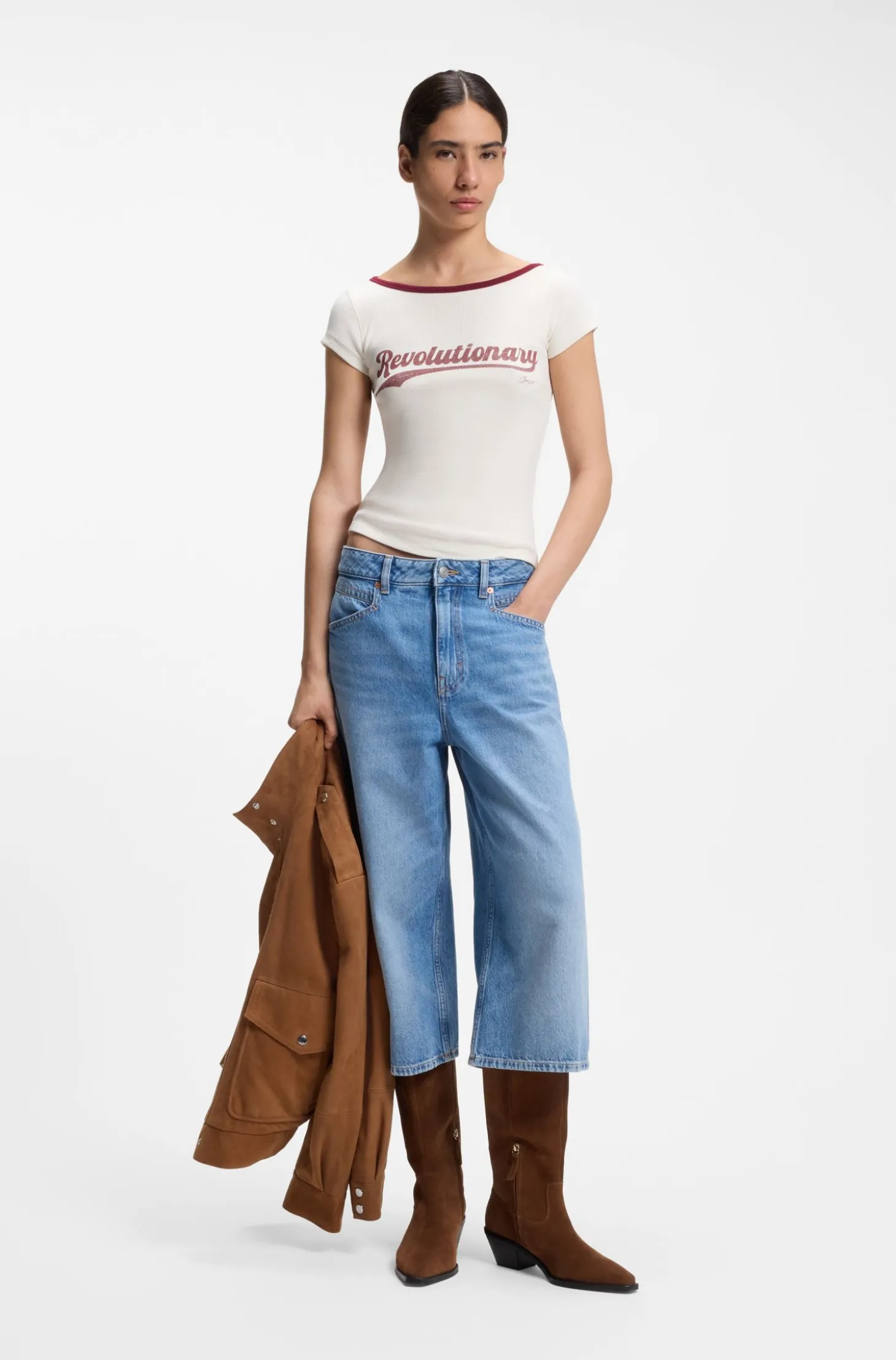 Slim-Fit T-Shirt aus Stretch-Baumwolle mit Slogan-Print