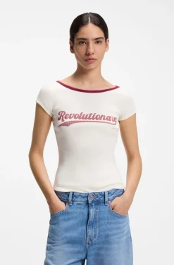 Slim-Fit T-Shirt aus Stretch-Baumwolle mit Slogan-Print