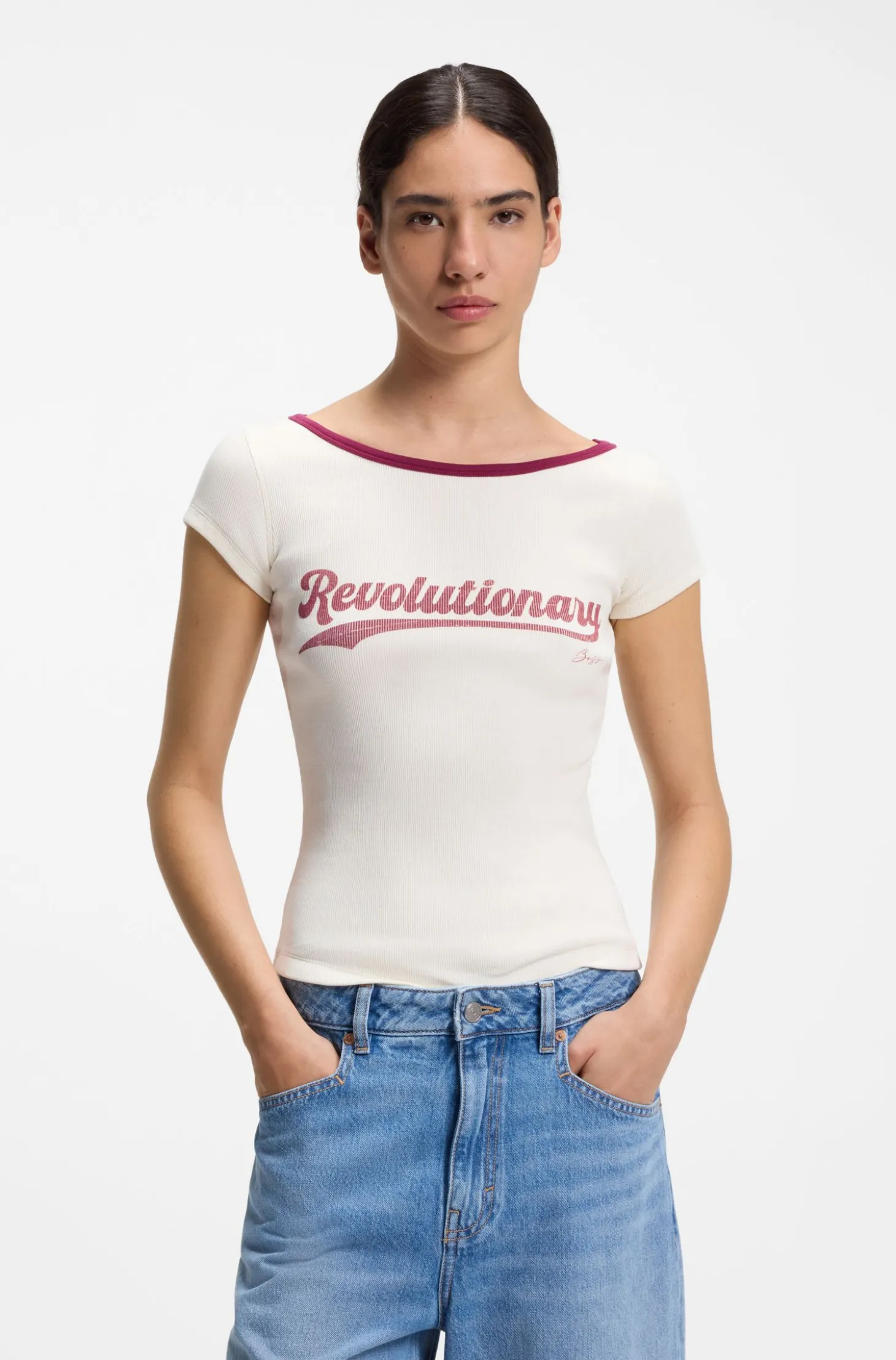 Slim-Fit T-Shirt aus Stretch-Baumwolle mit Slogan-Print