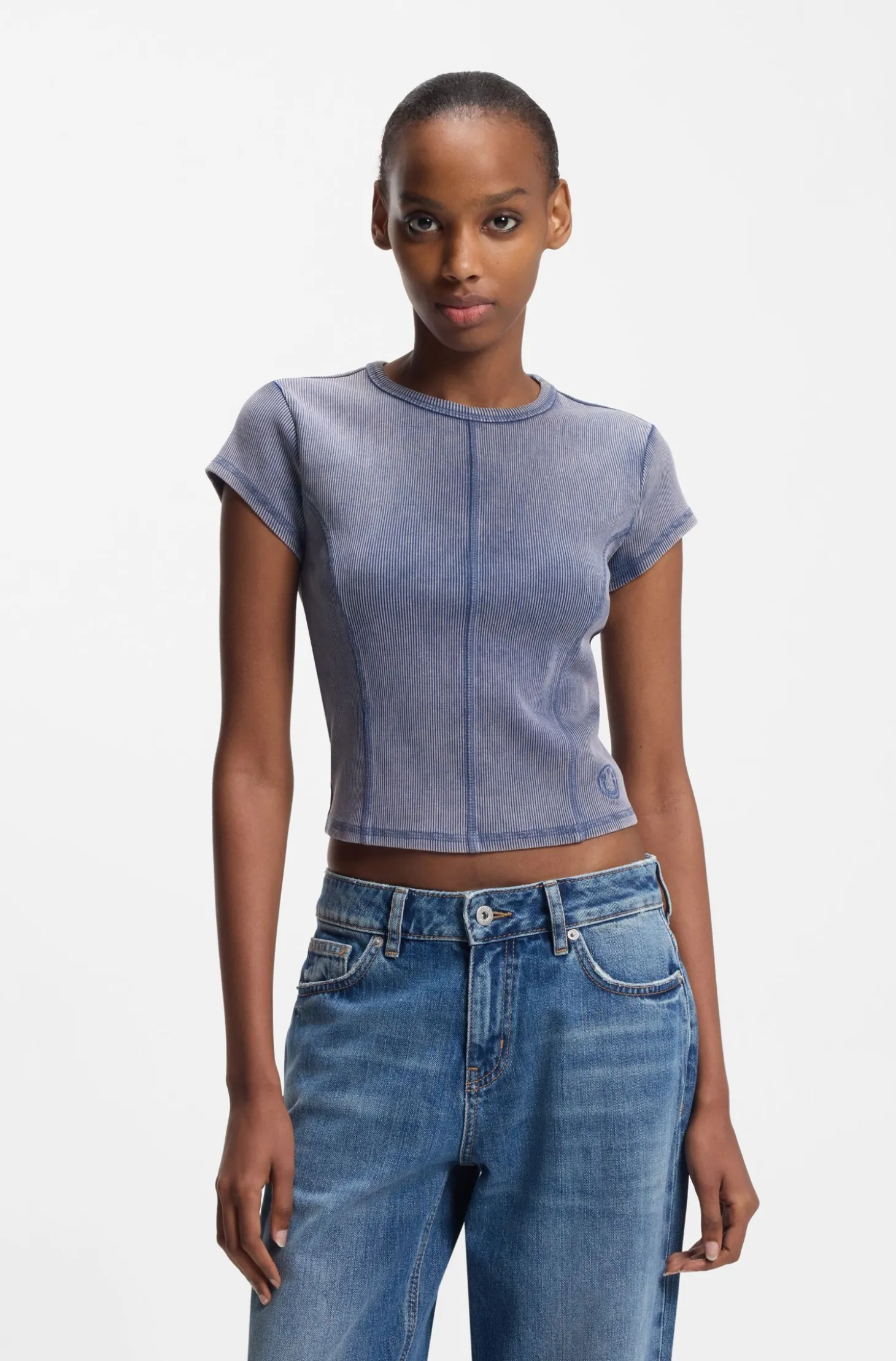 Slim-Fit T-Shirt aus Stretch-Baumwolle mit Washed-Effekt